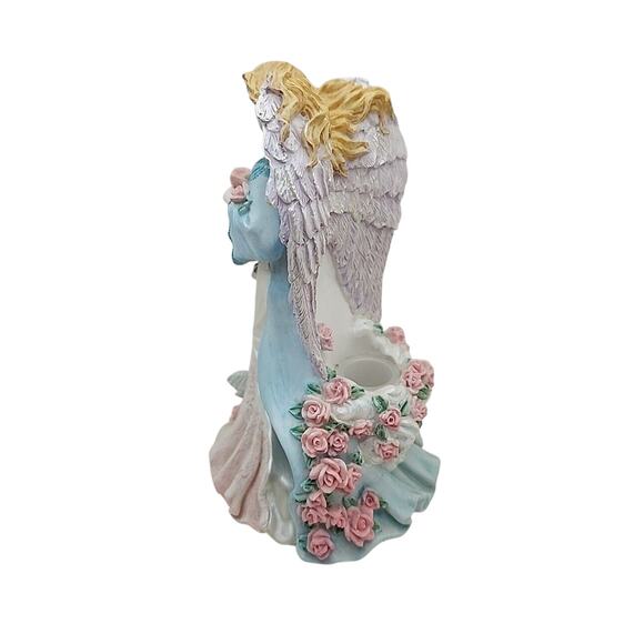 VTG Resin Angel Taper Candle Holder 7" Hand Painted Religious Christianity - Picture 5 of 12